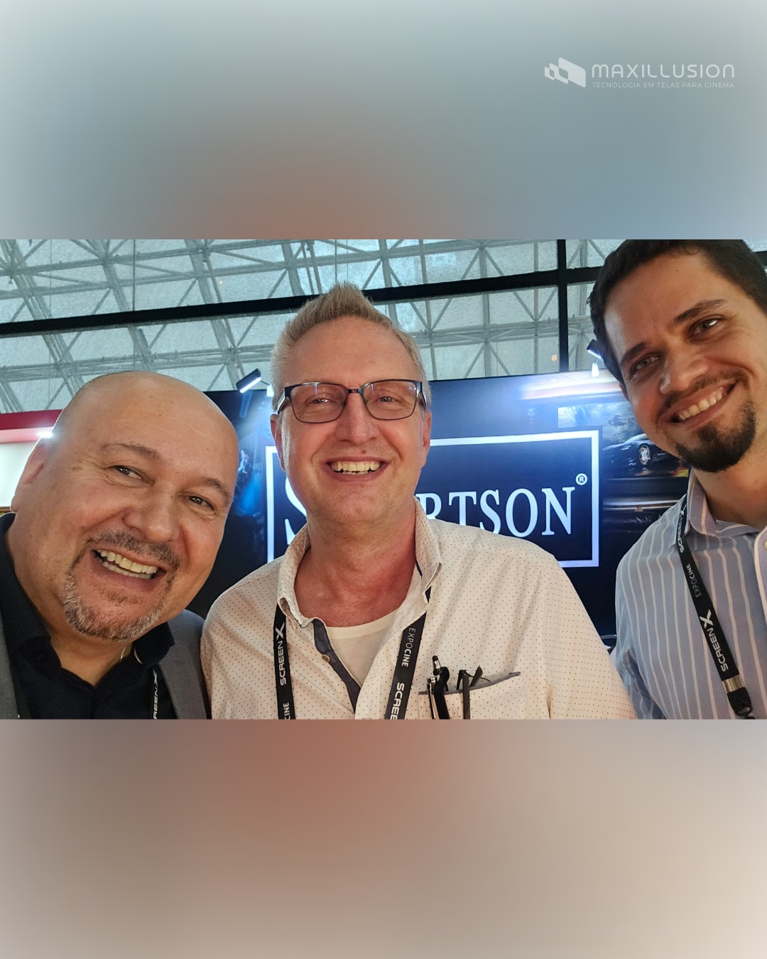 Rhicardo Wanderley, CEO da Maxillusion, Toby Severtson da Severtson Screens e João Paulo da Hotsound